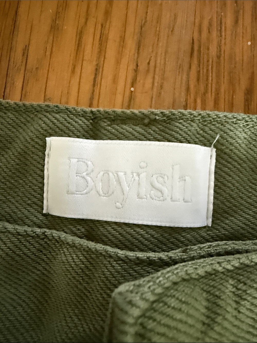 Boyish Olive Green Denim Skirt - Picture 2 of 3